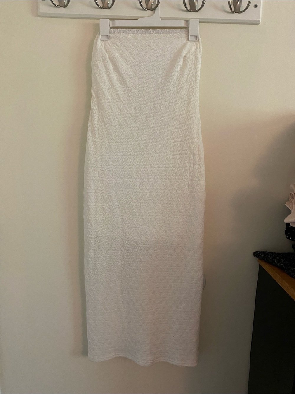 Strapless White Textured Tube Dress